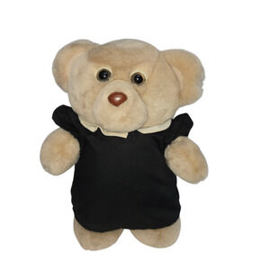 Heartline‎ Plush Teddy Bear Beige Black Dress 12 Inch Soft Stuffed Animal